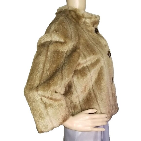 NWT Alpine Studio Vintage Faux Fur 3/4 Sleeve Coat Mink Whiskey Size Medium  T43 - Picture 3 of 11